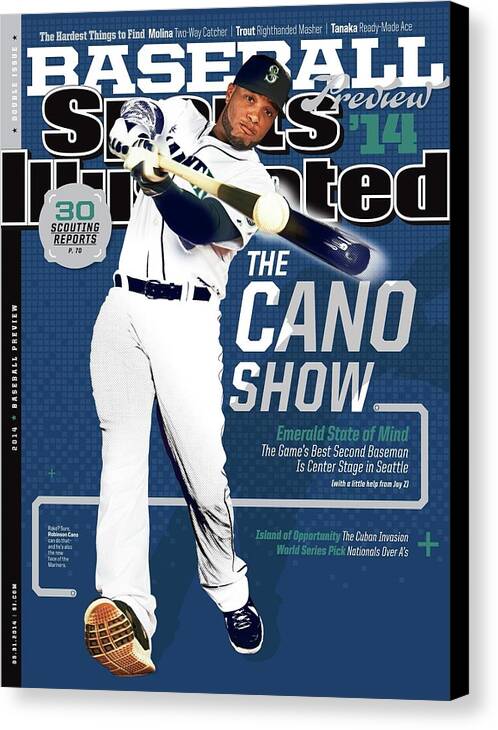 Magazine Cover Canvas Print featuring the photograph The Cano Show 2014 Mlb Baseball Preview Issue Sports Illustrated Cover by Sports Illustrated