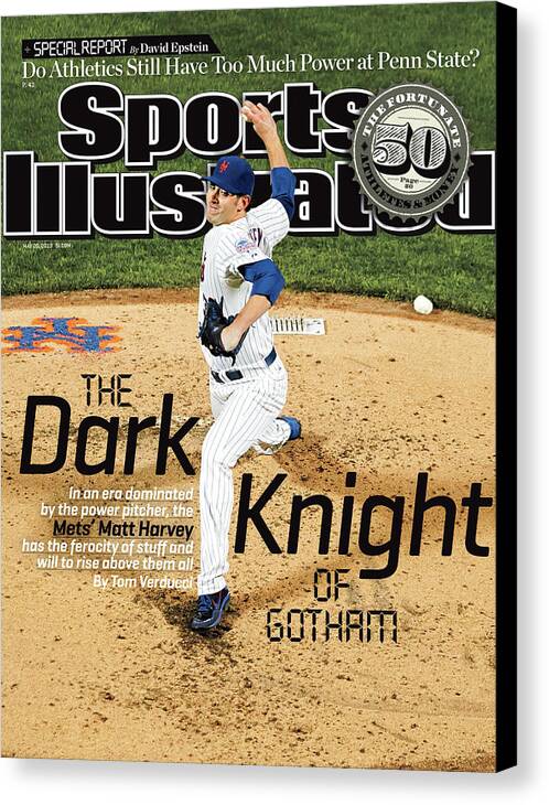 Matt Harvey Canvas Print featuring the photograph The Dark Knight Of Gotham The Mets Matt Harvey Sports Illustrated Cover by Sports Illustrated