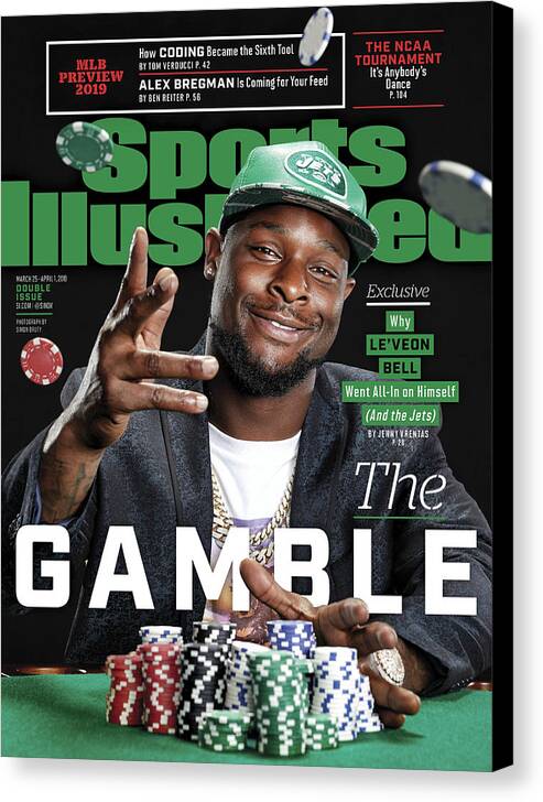 Magazine Cover Canvas Print featuring the photograph The Gamble New York Jets Leveon Bell Sports Illustrated Cover by Sports Illustrated