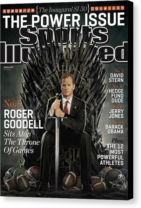 Magazine Cover Canvas Print featuring the photograph The Power Issue Roger Goodell Sits Atop The Throne Of Games Sports Illustrated Cover by Sports Illustrated