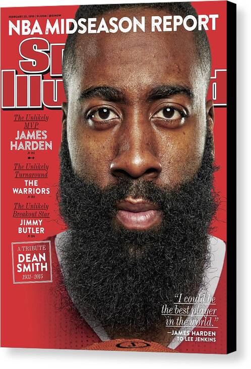 Magazine Cover Canvas Print featuring the photograph The Unlikely Mvp James Harden Sports Illustrated Cover by Sports Illustrated