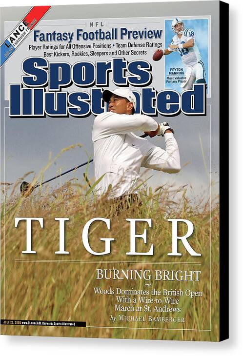 Magazine Cover Canvas Print featuring the photograph Tiger Burning Bright Woods Dominates The British Open With Sports Illustrated Cover by Sports Illustrated