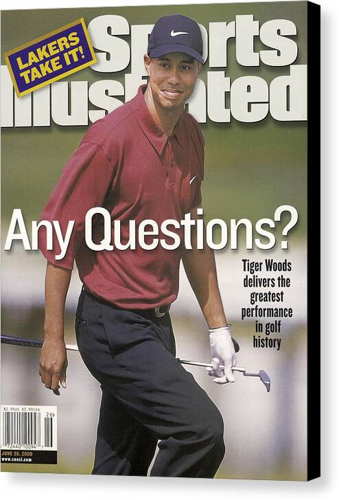 Pebble Beach Golf Links Canvas Print featuring the photograph Tiger Woods, 2000 Us Open Sports Illustrated Cover by Sports Illustrated