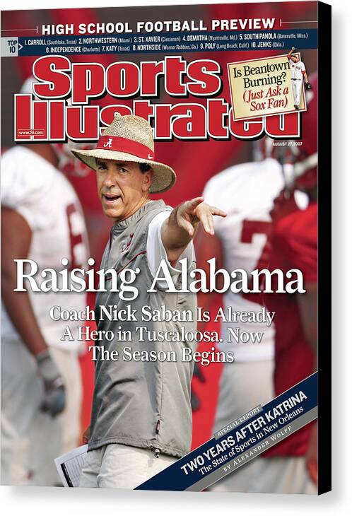 Magazine Cover Canvas Print featuring the photograph University Of Alabama Coach Nick Saban Sports Illustrated Cover by Sports Illustrated