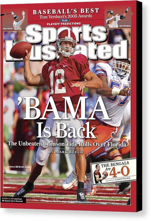 Magazine Cover Canvas Print featuring the photograph University Of Alabama Qb Brodie Croyle Sports Illustrated Cover by Sports Illustrated