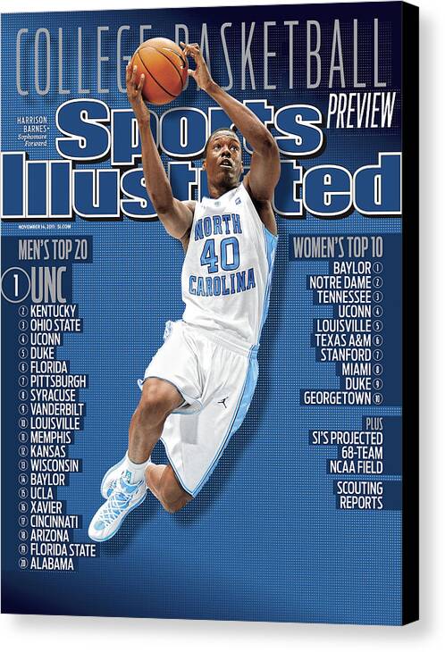 Magazine Cover Canvas Print featuring the photograph University Of North Carolina Harrison Barnes, 2011-12 Sports Illustrated Cover by Sports Illustrated
