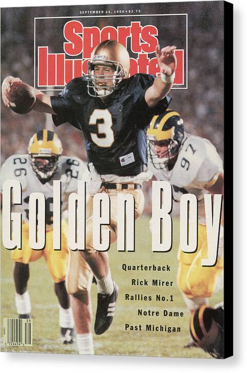 Scoring Canvas Print featuring the photograph University Of Notre Dame Qb Rick Mirer Sports Illustrated Cover by Sports Illustrated