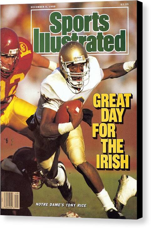 1980-1989 Canvas Print featuring the photograph University Of Notre Dame Qb Tony Rice Sports Illustrated Cover by Sports Illustrated
