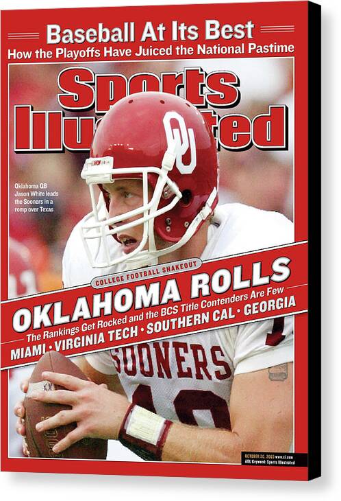 Magazine Cover Canvas Print featuring the photograph University Of Oklahoma Qb Jason White Sports Illustrated Cover by Sports Illustrated