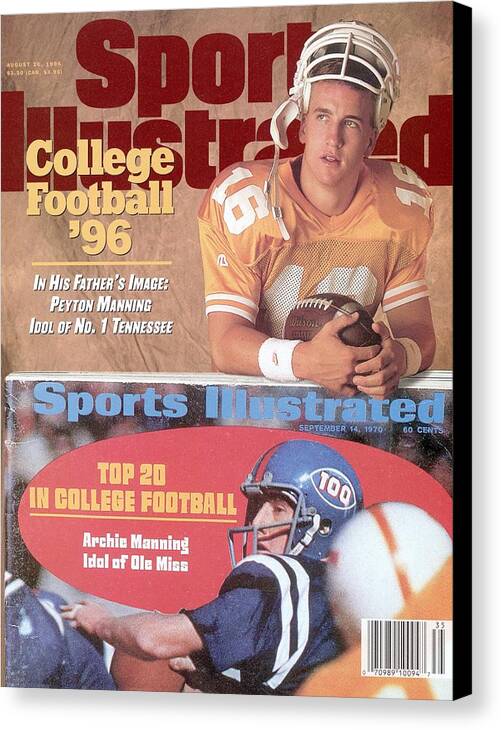 Magazine Cover Canvas Print featuring the photograph University Of Tennessee Qb Peyton Manning Sports Illustrated Cover by Sports Illustrated