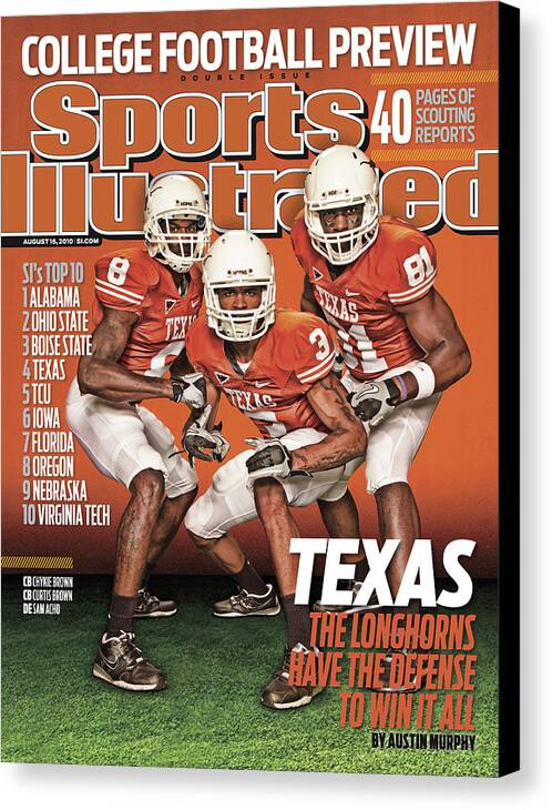 Season Canvas Print featuring the photograph University Of Texas, 2010 College Football Preview Issue Sports Illustrated Cover by Sports Illustrated
