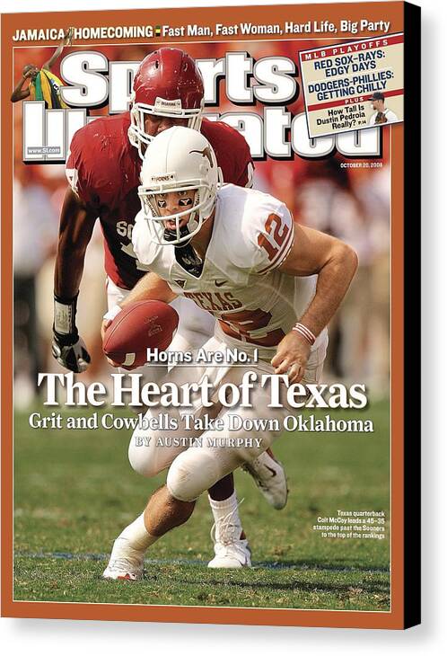 Magazine Cover Canvas Print featuring the photograph University Of Texas Qb Colt Mccoy Sports Illustrated Cover by Sports Illustrated