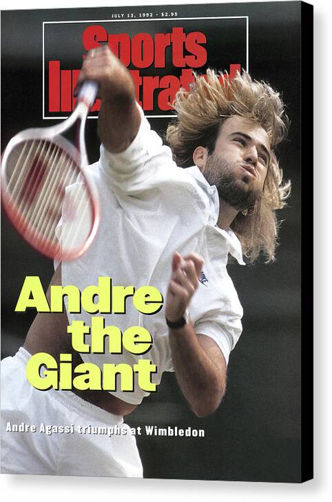 Magazine Cover Canvas Print featuring the photograph Usa Andre Agassi, 1992 Wimbledon Sports Illustrated Cover by Sports Illustrated