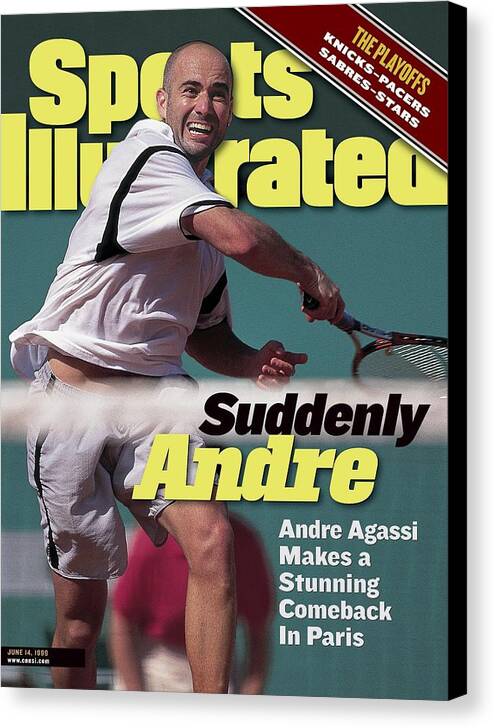 Tennis Canvas Print featuring the photograph Usa Andre Agassi, 1999 French Open Sports Illustrated Cover by Sports Illustrated