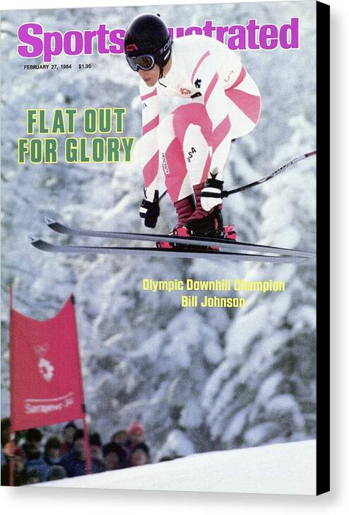 Magazine Cover Canvas Print featuring the photograph Usa Bill Johnson, 1984 Winter Olympics Sports Illustrated Cover by Sports Illustrated