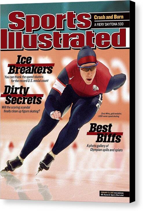 Magazine Cover Canvas Print featuring the photograph Usa Chris Witty, 2002 Winter Olympics Sports Illustrated Cover by Sports Illustrated
