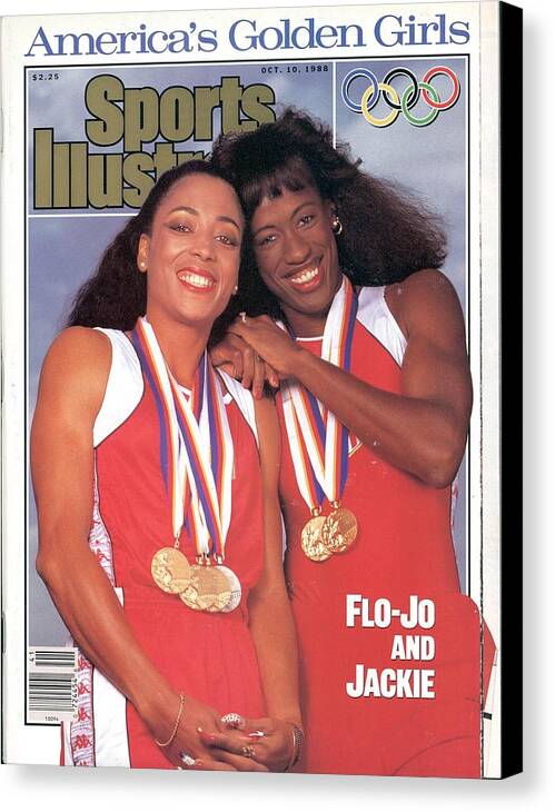 Magazine Cover Canvas Print featuring the photograph Usa Florence Griffith-joyner And Jackie Joyner-kersee, 1988 Sports Illustrated Cover by Sports Illustrated
