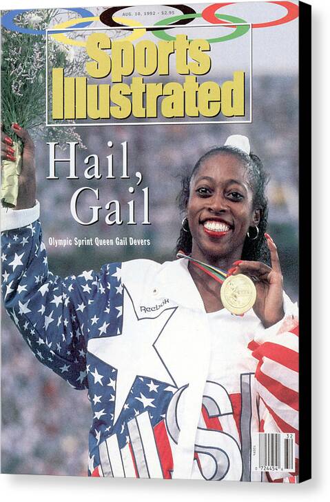 Magazine Cover Canvas Print featuring the photograph Usa Gail Devers, 1992 Summer Olympics Sports Illustrated Cover by Sports Illustrated