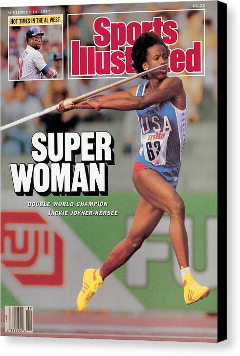 Magazine Cover Canvas Print featuring the photograph Usa Jackie Joyner-kersee, 1987 Iaaf Athletics World Sports Illustrated Cover by Sports Illustrated