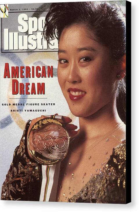 Magazine Cover Canvas Print featuring the photograph Usa Kristi Yamaguchi, 1992 Winter Olympics Sports Illustrated Cover by Sports Illustrated