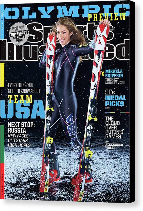 Media Day Canvas Print featuring the photograph Usa Mikaela Shiffrin, 2014 Sochi Olympic Games Preview Sports Illustrated Cover by Sports Illustrated
