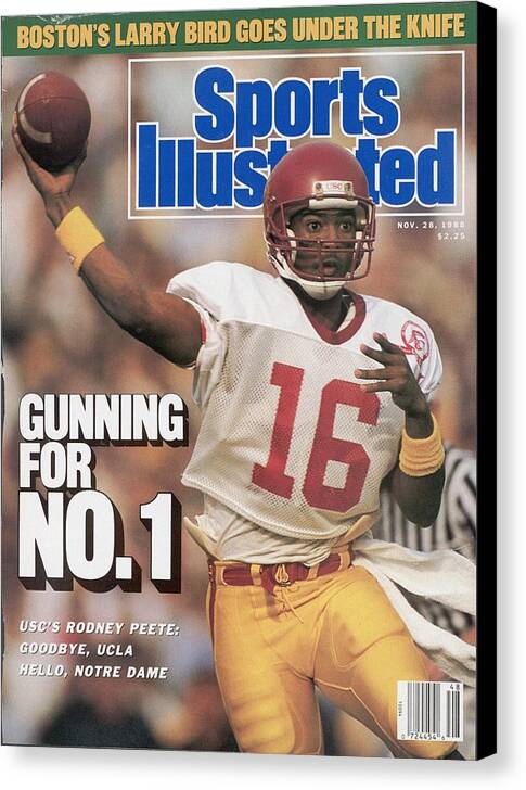 Magazine Cover Canvas Print featuring the photograph Usc Qb Rodney Peete... Sports Illustrated Cover by Sports Illustrated