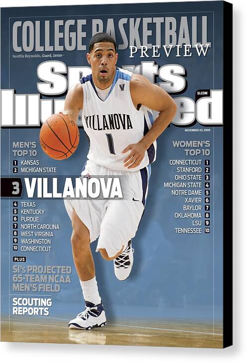 Sports Illustrated Canvas Print featuring the photograph Villanova University Scottie Reynolds, 2008 Jimmy V Classic Sports Illustrated Cover by Sports Illustrated
