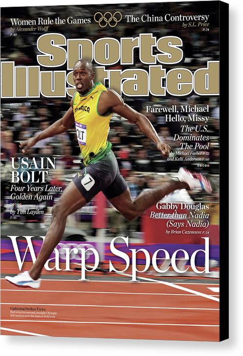 Magazine Cover Canvas Print featuring the photograph Warp Speed 2012 Summer Olympics Sports Illustrated Cover by Sports Illustrated