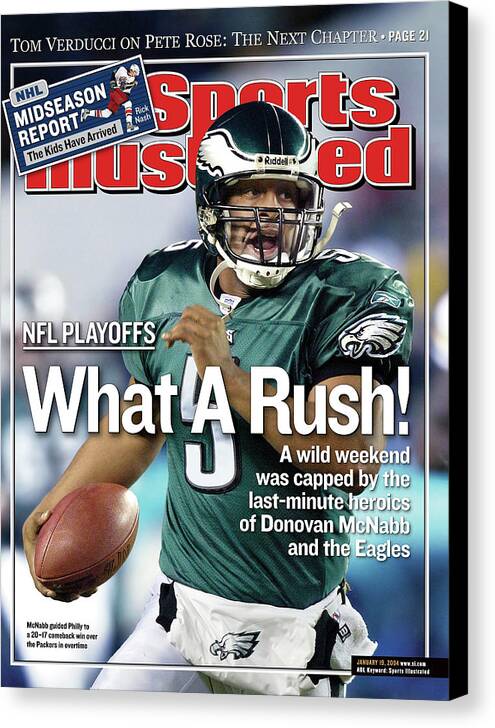 Magazine Cover Canvas Print featuring the photograph What A Rush Nfl Playoffs Sports Illustrated Cover by Sports Illustrated