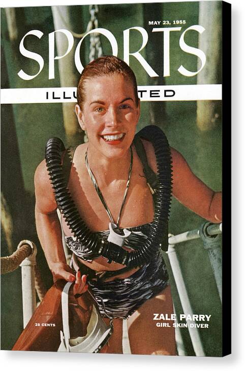 Magazine Cover Canvas Print featuring the photograph Zale Parry Girl Skin Diver Sports Illustrated Cover by Sports Illustrated