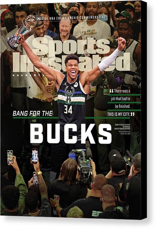 Med Canvas Print featuring the photograph 2021 Milwaukee Bucks NBA Championship Issue Cover by Sports Illustrated