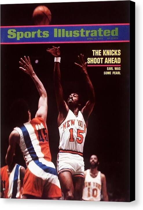 Magazine Cover Canvas Print featuring the photograph New York Knicks Earl Monroe, 1973 Nba Eastern Conference Sports Illustrated Cover by Sports Illustrated