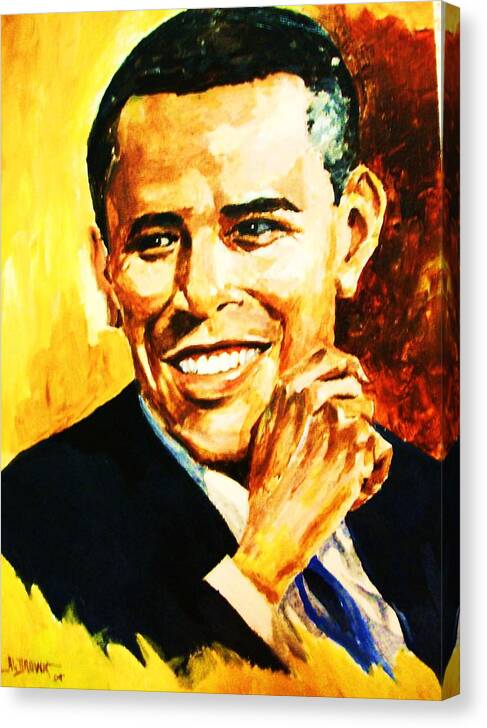 Portraits Canvas Print featuring the painting Barack Obama by Al Brown