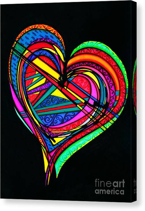 Love. Csulb Canvas Print featuring the drawing Heart Heart Heart by Joey Gonzalez