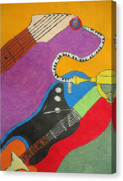 Musical Canvas Print featuring the pastel Jazz Trio by Derril Foster