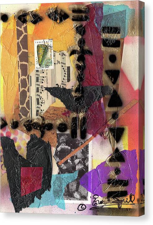 Everett Spruill Canvas Print featuring the painting Afro Collage - I by Everett Spruill