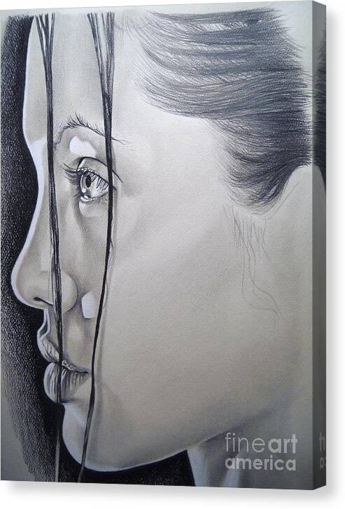 Pencil Drawing Canvas Print featuring the drawing Angelina by Sonya Walker