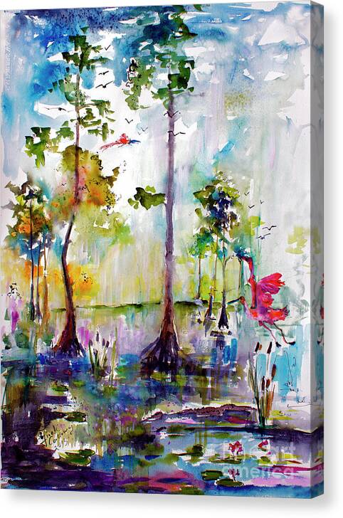 Okefenokee Canvas Print featuring the painting Okefenokee Wild Free and Peaceful by Ginette Callaway