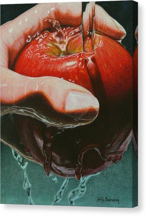 Apple Canvas Print featuring the drawing Still Life Sabotage by Holly Bedrosian
