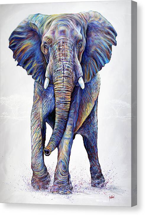 Elephant Canvas Print featuring the painting The Bluff by Teshia Art