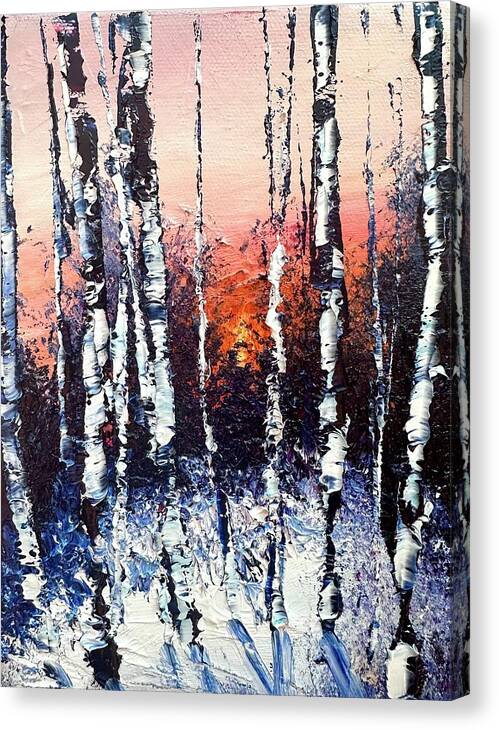 Birch Canvas Print featuring the painting Winter Birch by Julia S Powell