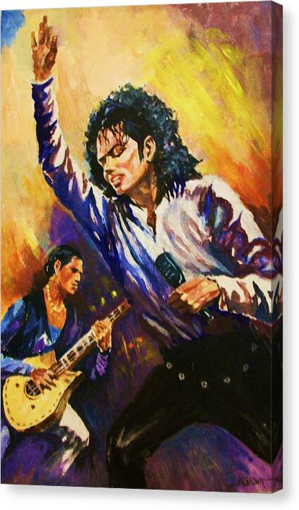 Portraits Canvas Print featuring the painting Michael Jackson in Concert by Al Brown
