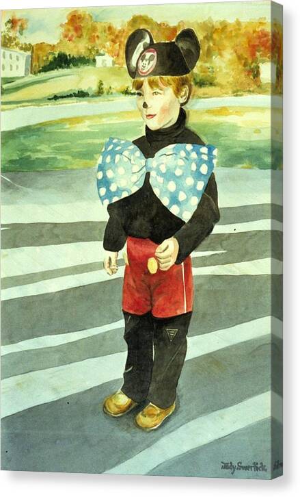 Little Boy Canvas Print featuring the painting Second Halloween by Judy Swerlick