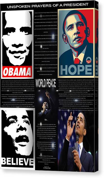 Obama Canvas Print featuring the digital art Unspoken Prayer of a President by Debra MChelle