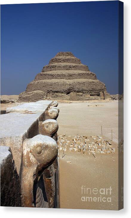 1st Egyptian Pyramid Canvas Print featuring the photograph Sakkara Pyramid by Darcy Michaelchuk