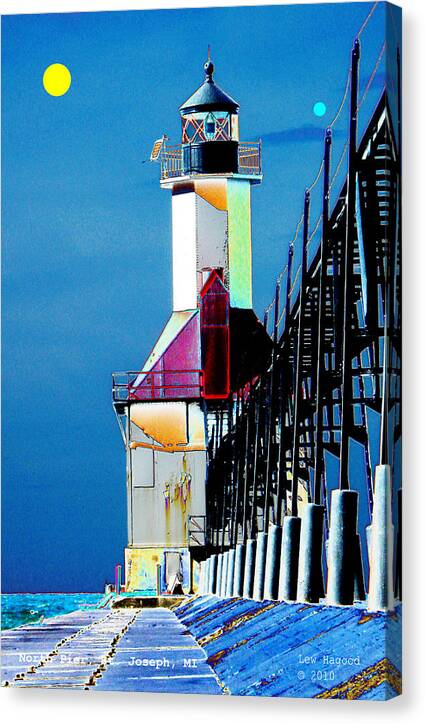 Digital Canvas Print featuring the photograph North Pier St Joseph Michigan #1 by Lew Hagood