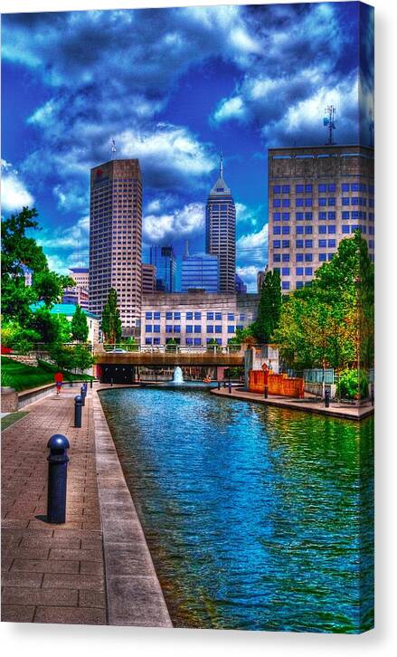 Indianapolis Canvas Print featuring the photograph Downtown Indianapolis Canal by David Haskett II
