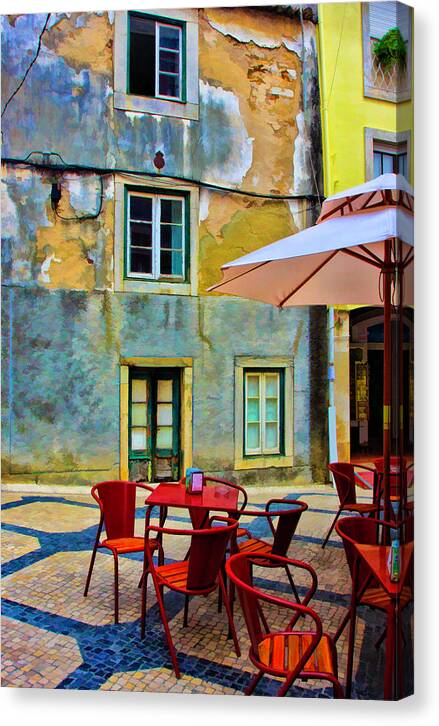 Portugal Canvas Print featuring the photograph Red Chairs by Rochelle Berman