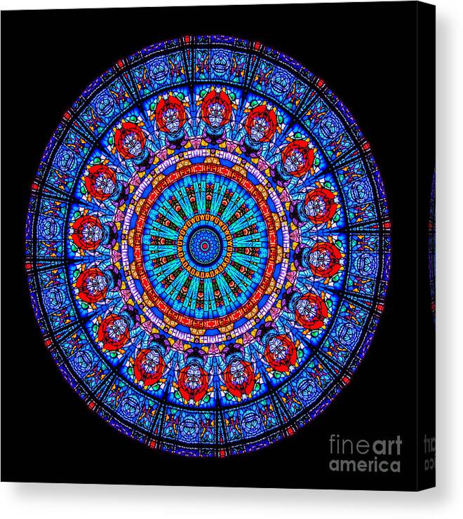 Abstract Canvas Print featuring the photograph Kaleidoscope Stained Glass Window Series #1 by Amy Cicconi