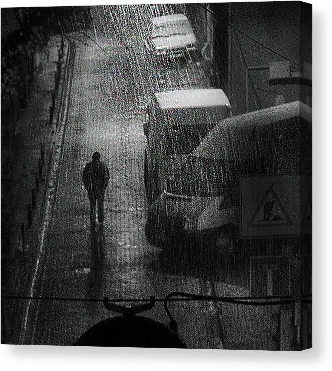 Rain Canvas Print featuring the photograph Rainy Man by Nihal Eken